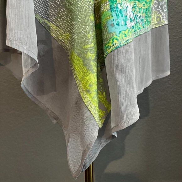 MULTIPLES MISS LIMEZINNA Multi Greens & Gray Tunic Bead & Chiffon Details NWT XL - Picture 11 of 16